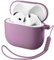 ORNARTO Funda para Airpods 4.ª Generación,Silicona Case Compatible con AirPods 4 (2024) (USB-C),Protectora de Cuerpo Completo con Cordón y LED Frontal Visible,Lila Morado