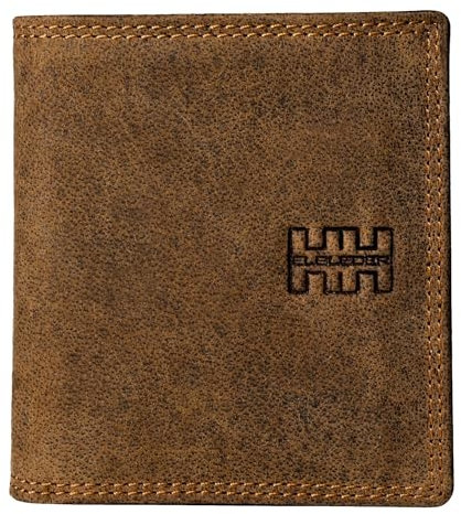 Elbleder Geldbörse klein Leder Vintage Braun RFID-Schutz mit Münzfach - Mini Geldbeutel für Damen & Herren - Echtleder Portemonnaie für 6 Karten - Polo Carré 106 VBR