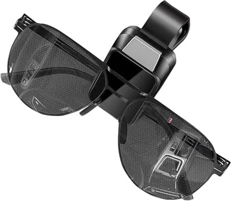KUKUPOW Porta Occhiali Auto, Portaocchiali per Visiera Auto, con Clip per Carte di Credito, per Biglietti da Visita Supporto. Adatto a Tutti i Modelli, Nero