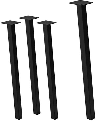 ML-Design 4er Set Tischbeine schräg 72 cm, Schwarz glänzend, aus pulverbeschichtetem Stahl, eckig, Profil 4x4 cm, I-Form, Möbelfüße Metall 96° Neigung, Tischfüße Möbelbeine für Esstisch & Schreibtisch