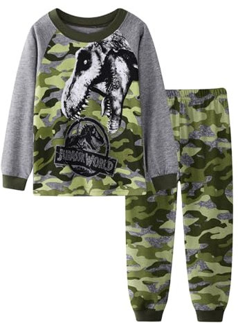 Generisch Chemise à carreaux bébé Ensemble pyjama pour tout-petits garçons animaux coton 2 pièces à manches longues vêtements de nuit ensemble de vêtements bébé costume garçon bleu, Camouflage, 6-7