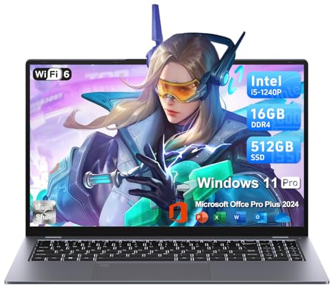 BLUEING - 15.6 Gaming Laptop, 12th Inter 12-Core i5-1240P (Beat i5-12450H, up to 4.4GHz) 16GB DDR4 512GB SSD, Windows 11 Laptop, IPS FHD Display, Fingerprint