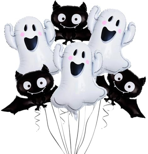 6 Stück Halloween Luftballons HSYWSH Geister Folienballon Fledermaus Ballon Party Deko Helium Ballons für Kinder Geburtstag Dekor für Halloween Party Horror Dekoration (Mehrfarbig A)