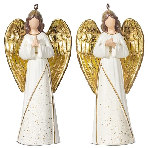 KI Store Christmas Angel Ornaments Set of 2 12cm Angel Decorative Hanging Decoration for Christmas Tree Xmas Gift