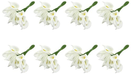 Yoeruers 96Pcs Mini Calla Artificial Flower Bouquet Wedding Decoration DIY Wreath Gift White