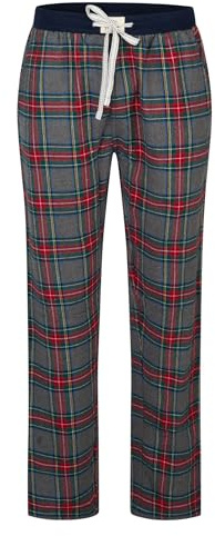 Happy Shorts Herren Flanell Schlafanzughose Homewear Xmas Grau Kariert