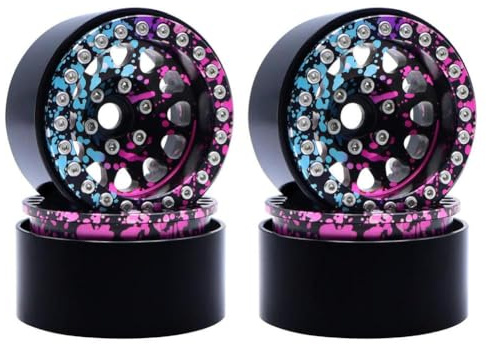 VVHKMSIL Aluminium 1,9 Zoll Beadlock Felge 12 runde Löcher bunt kompatibel mit 1 10 Rc Crawler