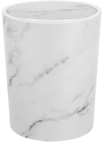 SHINEOFI Poubelle Cuisine Plastique Imitation Marbre Blanc avec Couvercle à Bascule, Anneau de Pression, Grosse Capacité, Corbeille à Papier pour Salle de Bain, Bureau et Chambre