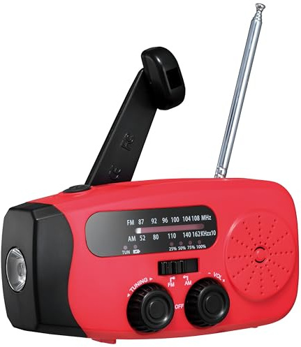 Notfall-Solarradio | NFS-2005 | Kurbel, Akku, USB, Taschenlampe, Powerbank, Outdoor, Camping, Klein, Taschenradio, Blinklicht, LED, Survival, Stromausfall