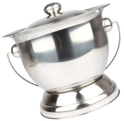 Mipcase Pot de Chambre Inox avec Couvercle, Bassin D'urinoir Portable en Acier Inoxydable, Base Antidérapante, Seau D'urinoir Pratique pour Adultes, Femmes Enceintes, Personnes Âgées,