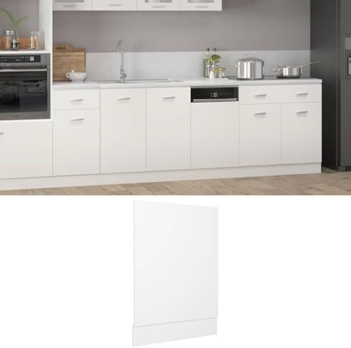 HengCaDa Lyon Dishwasher Cover, White, 45 x 3 x 67 cm, Wood Material Kitchen Front, Protective Cover for Built-in Appliances for Modern Kitchen Furniture