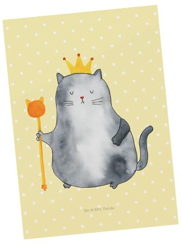Mr. & Mrs. Panda Postkarte Katze König - Geschenk, Katzenfan, Geburtstagskarte, Kater, Geschenkkarte, Queen, Einladungskarten Geburtstag,