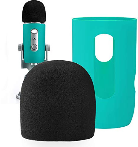 YOUSHARES Microphone Windscreen Foam– Mic Cover Pop Filter Windshield &Protector for Blue Yeti, Yeti Pro Condenser Microphones (Green)