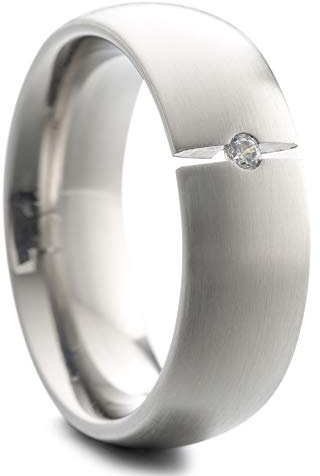 Heideman Ring Damen Paari Spannring 7mm aus Edelstahl silber farben matt oder poliert Damenring für Frauen mit Zirkonia Stein weiss im Brillantschliff Crystal Gr.59 hr7032-4-1-59