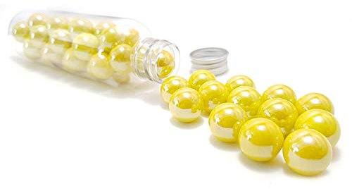 mesbilles MeineMurmeln - 25 Murmeln Glänzendes Gelb 16 mm GlasMurmeln