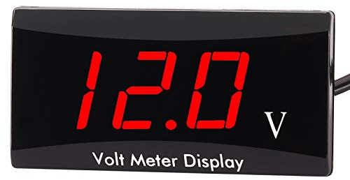 Kinstecks Motorcycle Voltmeter DC 12V Digital Voltmeter Gauge LED Display Voltage Meter for Motorcycle Car Battery Voltage Monitor-Red
