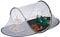 Relaxdays Fliegenhaube Lebensmittel, gegen Fruchtfliegen, groß, Obst & Kuchen, Insektenhaube, 40x107x58 cm, weiß-schwarz