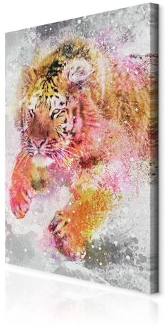 decomonkey Bilder Tiere 40x60 cm 1 Teilig Leinwandbilder Bild auf Leinwand Vlies Wandbild Kunstdruck Wanddeko Wand Wohnzimmer Wanddekoration Deko Tiger Abstrakt