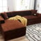 LINGKY Sofabezug Ecksofa L Form Stretch Samt Sofa Überzug Universal Couchbezug Für 1/2/3/4 Sitzer Waschbar Sofa Überwürfe (L Form Ecksofa Erfordert Zwei) - Sofabezug 4 Sitzer, Kaffee