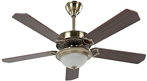 Ceiling Fan with Light 5 Blades Remote Control Gold and Dark Wood Begej