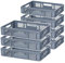 7 Eurobehälter mit 4 Durchfassgriffen, LxBxH 600x400x120 mm, 23 Liter, grau