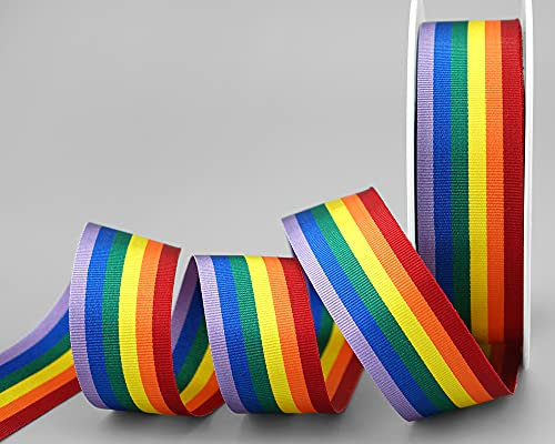 20 m x 25 mm Dekorative cinta arco iris LGBT rayas con 6 colores amor libertad orgullo tolerancia símbolo bandera Deko doble cara para decorar costura envolver regalos
