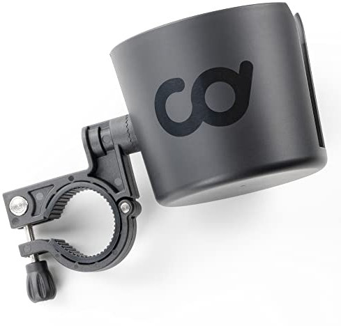 CyclingDeal Cup Mug Water Bottle Holder Adjustable Bracket Mount Tray - for Indoor Exercise Bikes with Round Bars ONLY - Compatible with Peloton Bike & Bike+, NordicTrack - Install at Centre or Side