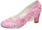 Emily Bridal Brautschuhe Frauen Seide wie Satin Stämmiger Absatz Absatzschuhe mit Stich Spitzen Blume Kristall Perle (EU39, Rosa)