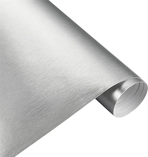 Asudaro DIY Folie Vinyl 100cmx30cm, Flexibel Car Wrapping Klebefolie, Gebürsteter Eisfilm PVC Autofolie Sticker Lackschutzfolie Aufkleber für Auto, Motorrad, Fahrrad, Silber