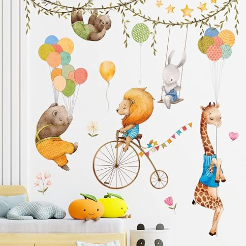 COVPAW® Wandtattoo Wandaufkleber Tiere Zirkus Zoo Wandsticker Wandbild Bilder Wohnzimmer Schlafzimmer Deco Kind Jungen Kinderzimmer Babyzimmer