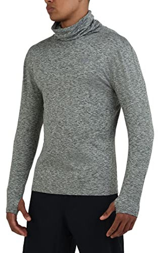 TCA Herren Warm-Up Trichterhals Thermo Laufshirt - Hellgrau, M