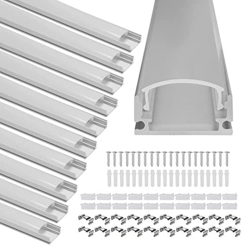 Sonnewelt 20 x 1m LED Profil Aluminium, LED Aluminium Profil U-Form für LED Stripes/Stripe/Strip/Streifen (1-12mm) mit Abdeckung, inkl. Endkappen und Montageclips für LED-Streifen-Lichter
