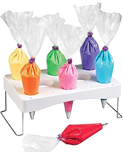 Yusheng Soporte para Manga pastelera - Soporte para glaseado para decoración Tartas,Pies Acero Inoxidable con Bandeja exhibición Almacenamiento Abs para Crema Pastelería Punta