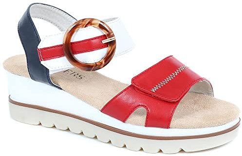 Pavers Womens Comfortable Wedge Heel Sandals Red-Navy Size 5