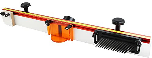 O'SKOOL 32 Inches Long Router Table Fence System with Feather Board, Bit Guard, Adjustable Stop and Dust Port