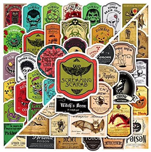 AUCEKO 100 Stück Vintage Etikett Aufkleber Pack Vintage Potion Labels Sticker Set wasserdichte Vinyl Sticker für Laptop Kinder Autos Motorrad Fahrrad Skateboard Gepäck Koffer Computer Aufkleber Decal