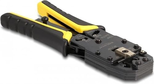 Delock Universelle Crimpzange mit Abisolierer für 10P (RJ50), 8P (RJ45),