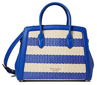 Kate Spade New York Knott Striped Woven Fabric Medium Satchel Classic Blue Multi One Size