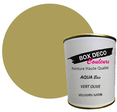 Peinture meuble bois intérieur à base d'acrylique aspect velours-satin Aqua Bois - 750 ml / 9m², Vert Olive
