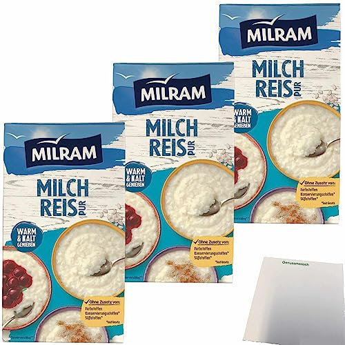 Milram Milchreis pur warum und kalt zu genießen 3er Pack (3x1kg Packung) + usy Block