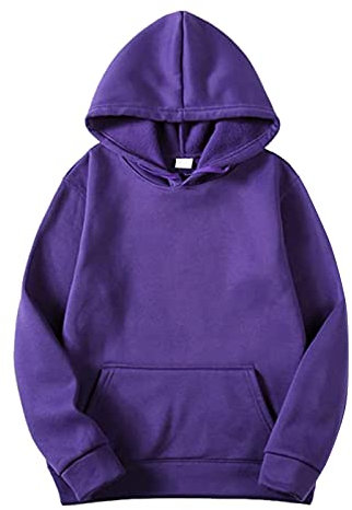 liaddkv Felpa a maniche lunghe con cappuccio oversize, da uomo e donna, in tinta unita, con tasca a marsupio, girocollo, morbido capo basic per autunno, inverno, Lilla, L