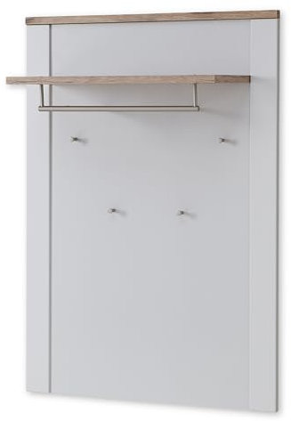 DIJON Garderobenpaneel in Ashgrey, Viking Oak Optik - Moderne Hutablage mit zuverlässigen Wandhaken für Jacken & Taschen - 81 x 115 x 30 cm (B/H/T)