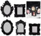 5 marcos de fotos de resina vintage color negro, marco de fotos antiguo, mini marco cuadrado ovalado vintage, marco barroco, marco de mesa, decoración del hogar y boda