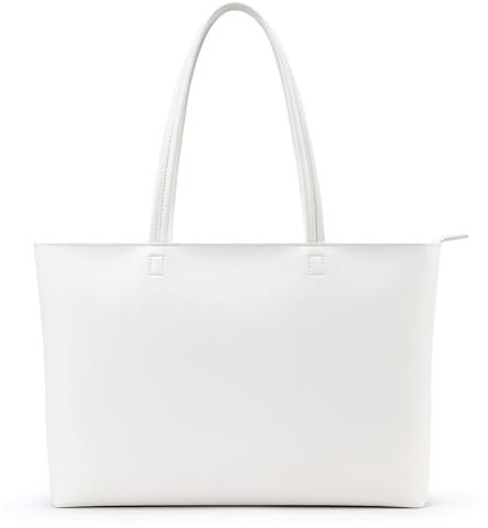 KALIDI Handtasche Damen Groß Shopper Tasche Damen PU Leder Tote Bag Wasserdichte Henkeltaschen mit Reißverschluss für Arbeit, Reisen, Einkauf, Schule Weiß(L)