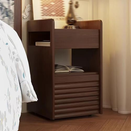 Nachttisch, Beweglicher Nachttisch, Kleines Nachttischchen, mit Universalrad, Aus Massivholz, Retro-Beistellschrank, Mehrschichtiger Stauraum, for Wohnzimmer-Schlafzimmermöbel ( Size : 25cm/9.8in )