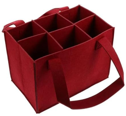 GSJNHY Wine Bottle Gift Bag Felt Wine Bottle Bag Folding Handbag Felt Storage Basket Champagne Wine Beer Party Gift Bag Camping Storage Bag 6 Bottle Box(Color:Wine Red)