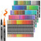 Laconile 100 Colours Dual Tip Brush Pens Brush Markers,Colouring Pens for Adults and Kids Painting Colouring Sketching Drawing