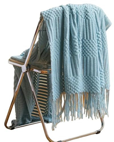 XINGXIUU Dicke Decke Strickdecke Feste Farbgeprägte Decke Dekorative Decken Für Sofa Bettwurf-dx Lake Blue-150x230 cm