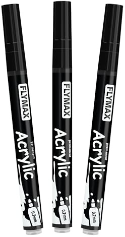 Black Marker Paint Pens 0.7mm- Permanent Marker Pens Black Acrylic Paint Water-Based Fine Tip Waterproof Quick-Drying (3 in 1Pack)