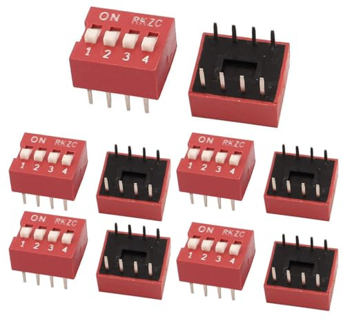 Módulo de interruptor deslizante, interruptor de palanca rojo de 4 posiciones, interruptor de encendido y apagado PCB para dispositivo electrónico, paquete de 10